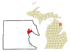 Alpena County Michigan Incorporated and Unincorporated areas Alpena Highlighted